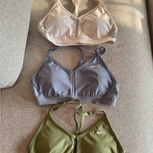 Nike Women's Sports Bra Set - White, Blue, and Olive Green. Size medium